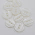 Button - Pearlised White - Self Stripe -14mm